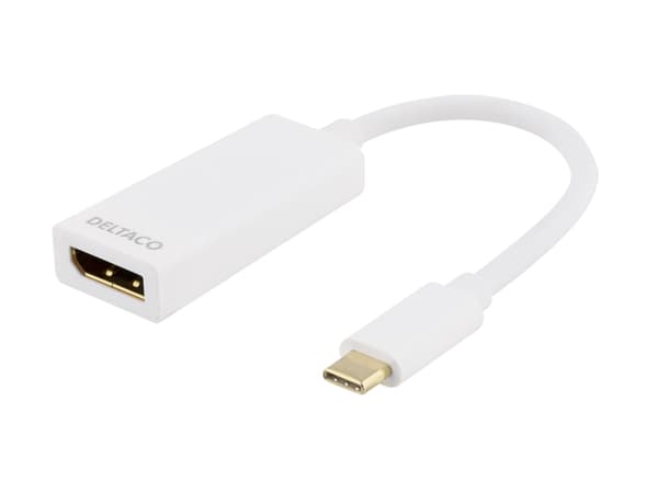DELTACO USBC-DP1 - Extern videoadapter - USB-C 3.1 - DisplayPort - vit