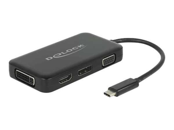 Delock - Extern videoadapter - USB-C - DVI, HDMI, DisplayPort, VGA - svart