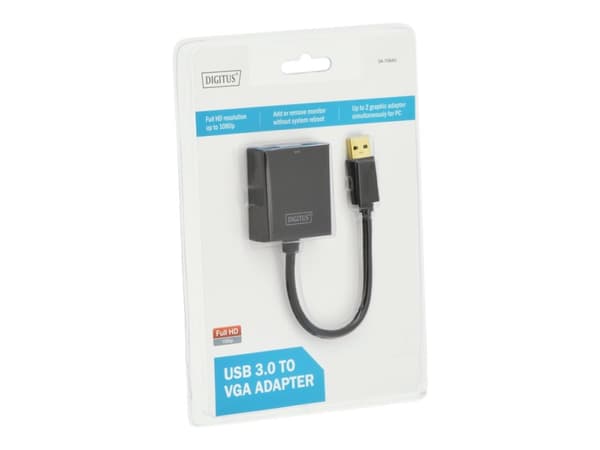 DIGITUS USB 3.0 to VGA Adapter - Ekstern videoadapter - USB 3.0 - VGA - svart
