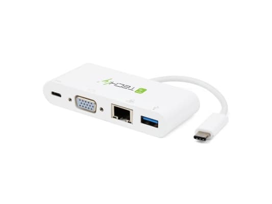 Techly IADAP USB31-DOCK2, USB C, Valkoinen, RJ-45, USB 3.2 Gen 1 (3.1 Gen 1) Type-A, USB 3.2 Gen 1 (3.1 Gen 1) Type-C, VGA, CE, RoHS, 1920 x 1200 pik