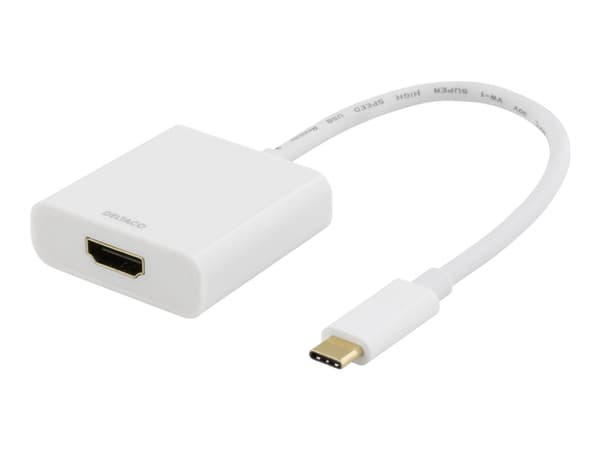 DELTACO USBC-HDMI7 - Extern videoadapter - USB-C - HDMI - vit