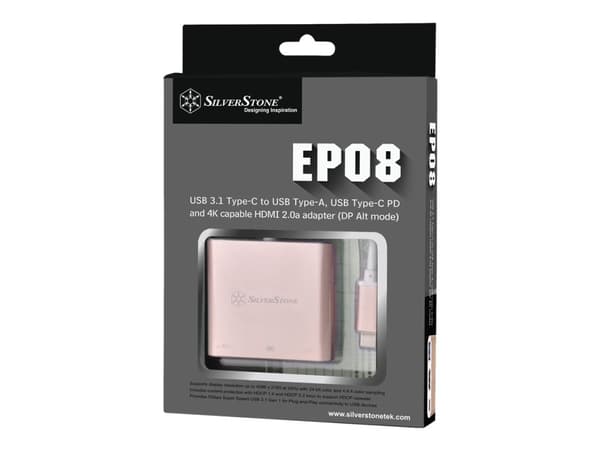 SilverStone EP08 - Extern videoadapter - USB-C 3.1 - HDMI - rosa