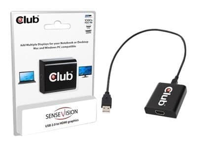 Club 3D SenseVision USB2.0 to HDMI Graphics - Ekstern videoadapter - DisplayLink DL-195 - 16 MB DDR - USB 2.0 - HDMI