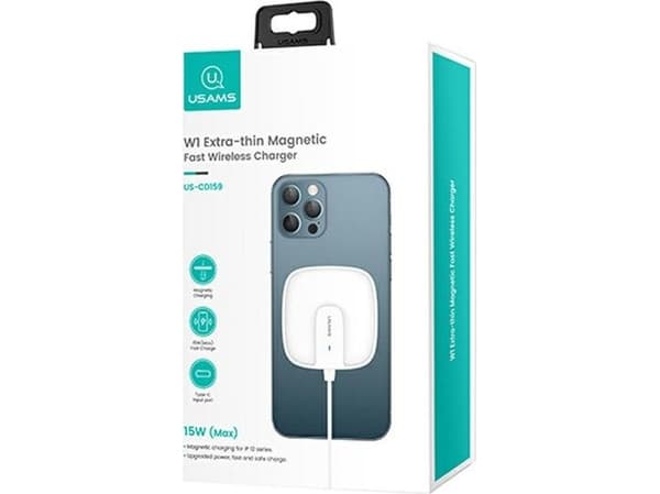 Usams charger USAMS Load. induction US-CD159 magnetic W1 15W Extra-thin iPhone 12 series white/white CD159DZ02
