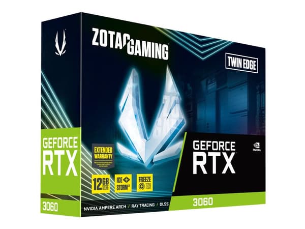 ZOTAC GAMING NVIDIA® GeForce® RTX 3060 Twin Edge - Grafikkort - GF RTX 3060 - 12 GB GDDR6 - PCIe 4.0 x16 - HDMI, 3 x DisplayPort - LHR