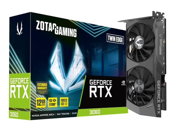 ZOTAC GAMING NVIDIA® GeForce® RTX 3060 Twin Edge - Grafikkort - GF RTX 3060 - 12 GB GDDR6 - PCIe 4.0 x16 - HDMI, 3 x DisplayPort - LHR Sort