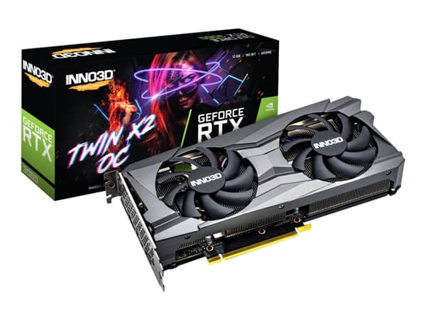 Inno3D GEFORCE RTX 3060 TWIN X2 OC, GeForce RTX 3060, 12 GB, GDDR6, 192 bittiä, 7680 x 4320 pikseliä, PCI Express x16 4.0 - LHR musta