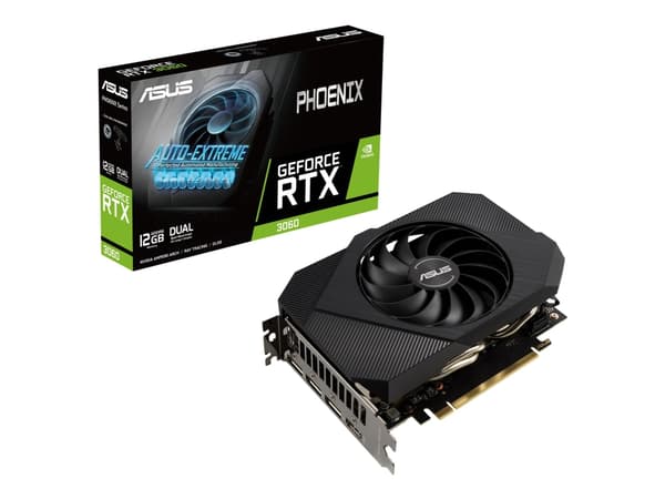 ASUS Phoenix PH-RTX3060-12G-V2, GeForce RTX 3060, 12 GB, GDDR6, 192 bittiä, 7680 x 4320 pikseliä, PCI Express 4.0 - LHR