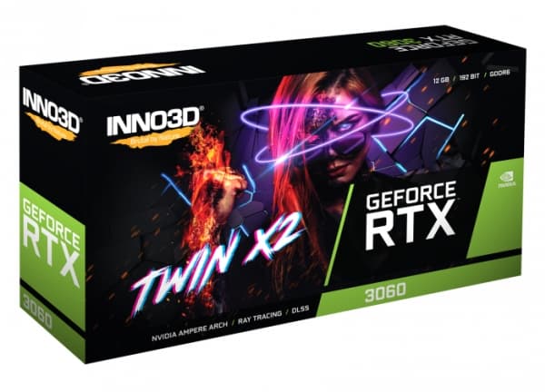 Inno3D GeForce RTX 3060 TWIN X2 - Grafikkort - GF RTX 3060 - 12 GB GDDR6 - PCIe 4.0 x16 - 3 x DisplayPort, HDMI - LHR