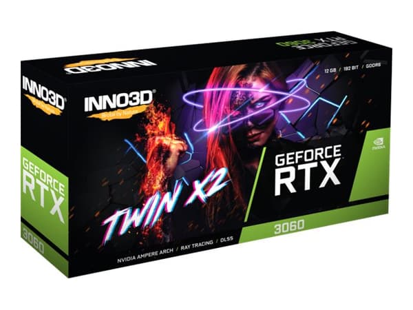 Inno3D GeForce RTX 3060 TWIN X2 - Grafikkort - GF RTX 3060 - 12 GB GDDR6 - PCIe 4.0 x16 - 3 x DisplayPort, HDMI - LHR