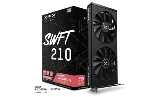 XFX Radeon™ Speedster SWFT210 Radeon RX 6600 - Näytönohjain - Radeon™ RX 6600 - 8 Gt GDDR6 - PCIe 4.0 x8 - HDMI, 3 x DisplayPort musta