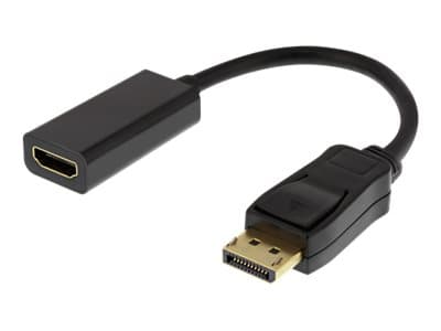 DELTACO - Video adapter - DisplayPort hann til HDMI hunn - 20 cm - svart - 4K 60Hz støtte