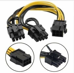 Y-Split PCIE 8Pin Kvinde til 2 x 6+2 pin Mand PCIE 20cm