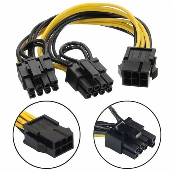 3 stk Y-Splitt PCIE 8Pin Kvinde til 2 x 6+2 pin Mand PCIE 30cm