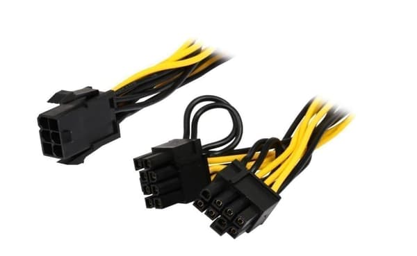 6 kpl Y-Split PCIE 6Pin naaras - 2 x 6 + 2 nastainen uros PCIE 30cm