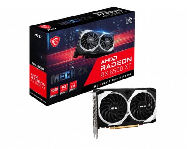 MSI Radeon RX 6500 XT MECH 2X 4G OC - Grafikkort - Radeon RX 6500 XT - 4GB GDDR6 - PCIe 4.0 x4 - HDMI, DisplayPort