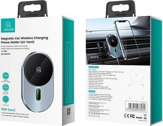 Usams USAMS Magnetic Car Wireless Charging 15W induction holder for the grille gray