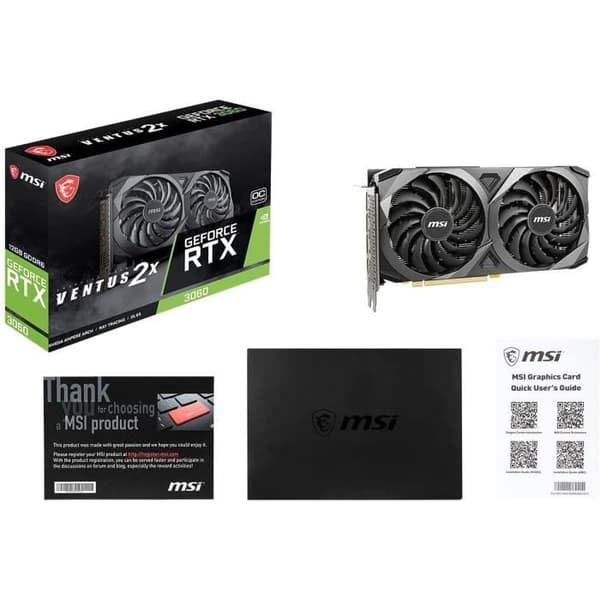 MSI - RTX 3060 VENTUS 2X OC grafikkort - 12 GB (912-V397-039) - LHR Sort