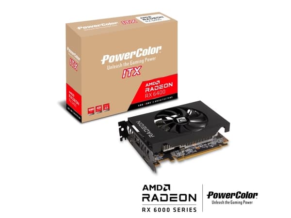 PowerColor Radeon RX 6400 ITX - Grafikkortti - Radeon RX 6400 - 4 GB GDDR6 - PCIe 4.0 lavprofil - HDMI, DisplayPort