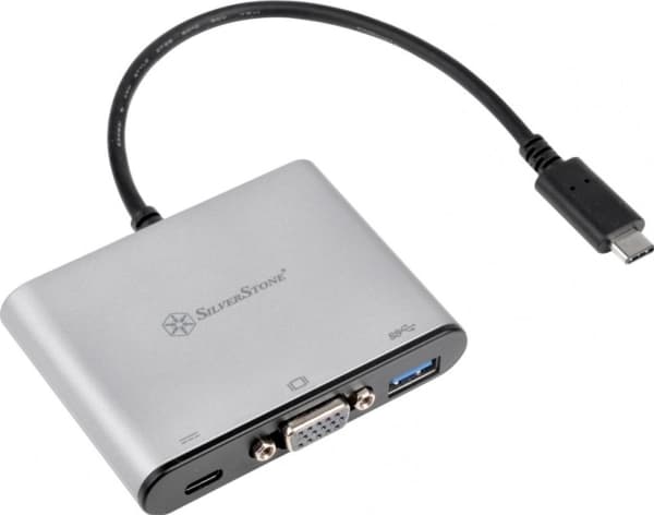 SilverStone - Extern videoadapter - Chrontel CH7517 - USB-C - VGA - träkol