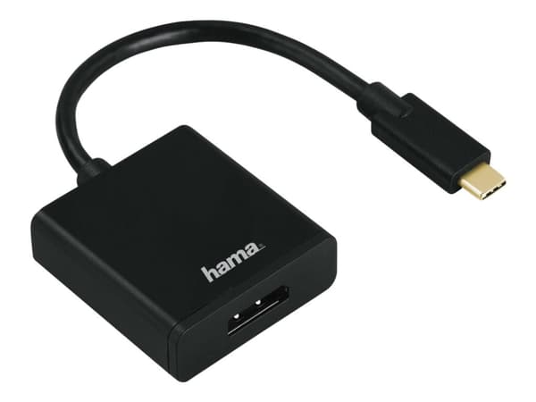 Hama - USB-/DisplayPort-adapter - 24 pin USB-C (hane) till DisplayPort (hona) - Thunderbolt 3 - stöd för 4K - svart