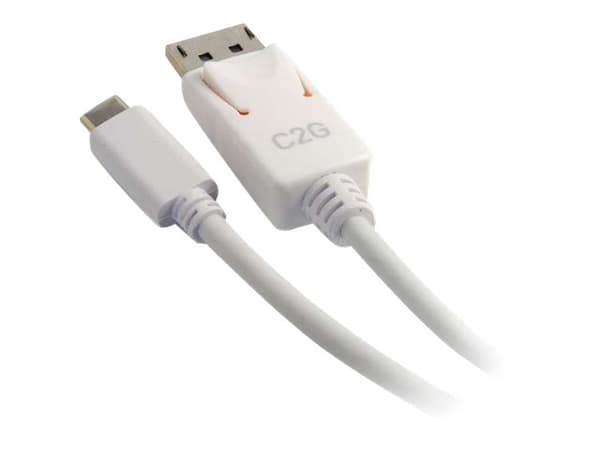 C2G 1.8m (6ft) USB C to DisplayPort Adapter Cable White - 4K Audio / Video Adapter - Extern videoadapter - USB-C - DisplayPort - vit