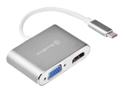 SilverStone EP16 - Extern videoadapter - VL100/IT6562FN - USB-C 3.1 - HDMI, VGA - träkol