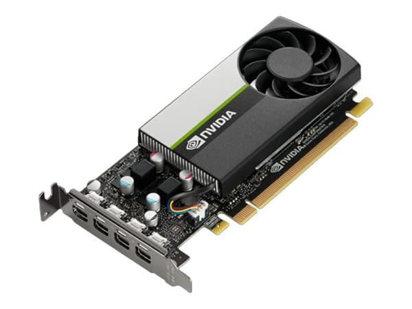 NVIDIA T1000 - näytönohjain - T1000 - 4 GB GDDR6 - PCIe 3.0 x16 lavprofil - 4 x Mini DisplayPort - 4 x Mini DisplayPort Svart, Silver