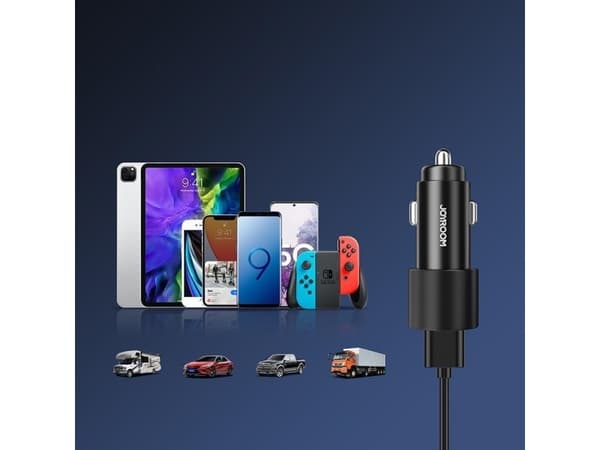 Joyroom lader Joyroom billader 2 x USB med bakgrunnsbelysning 24W sort (JR-CL10)