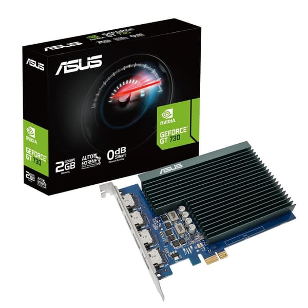 ASUS GT730-4H-SL-2GD5 - Näytönohjaimet - GF GT 730 - 2GB GDDR5 - PCIe 2.0 - 4 x HDMI - ilman tuuletinta (90YV0H20-M0NA00)