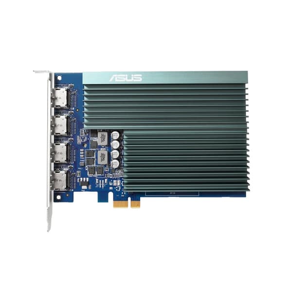 ASUS GT730-4H-SL-2GD5 - Näytönohjaimet - GF GT 730 - 2GB GDDR5 - PCIe 2.0 - 4 x HDMI - ilman tuuletinta (90YV0H20-M0NA00) musta, Sininen