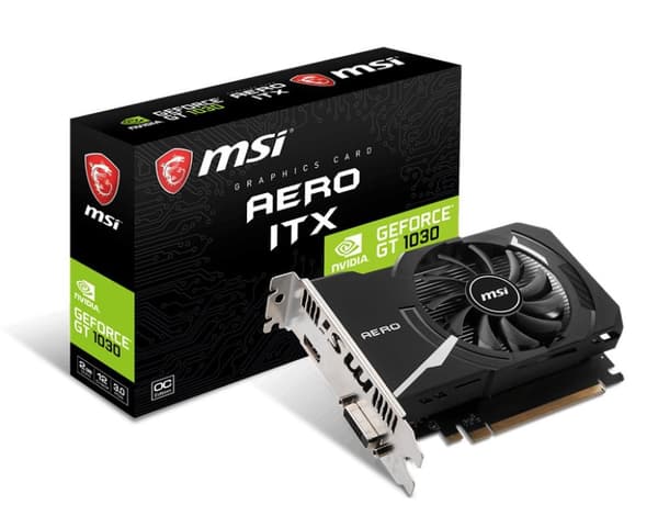 MSI GT 1030 AERO ITX 2GD4 OC - Grafikkort - GF GT 1030 - 2GB DDR4 - PCIe 3.0 x4 - DVI, HDMI