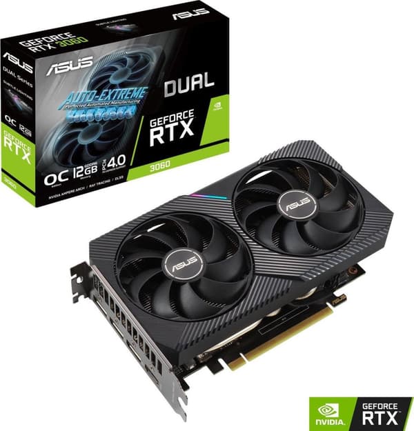 Asus Dual GeForce RTX 3060 V2 OC Edition - Videokort - 12 GB GDDR6 - PCIe 4.0 - 1x HDMI 2.1, 3x DisplayPort 1.4a