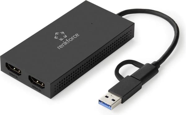 Renkforce RF-VDA-301 ulkoinen näytönohjain Tuettujen näyttöjen määrä: 6 (RF-4718832)