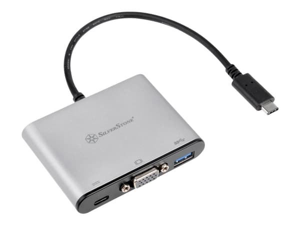 SilverStone - Ekstern videoadapter - Chrontel CH7517 - USB-C - VGA - koksgrå