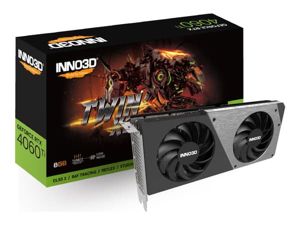 Inno3D GeForce RTX4060 Ti 8GB Twin X2 - Grafikkort - GeForce RTX 4060 Ti - 8 GB GDDR6 - PCIe 4.0 x8 - 3 x DisplayPort, HDMI