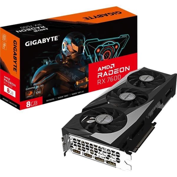 Gigabyte - Grafikkort - Radeon - RX 7600 Gaming OC 8G Svart