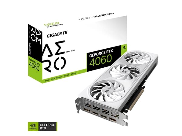 Gigabyte GeForce RTX 4060 AERO OC 8G grafikkort - 8GB GDDR6, 2x HDMI, 2x DP