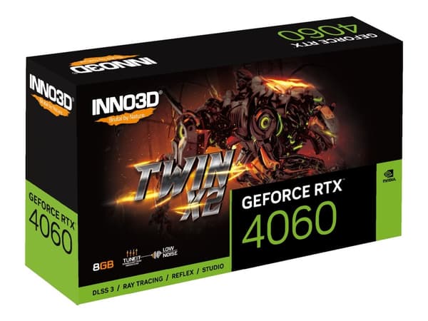 Inno3D GEFORCE RTX 4060 TWIN X2, GeForce RTX 4060, 8 GB, GDDR6, 128 bittiä, 7680 x 4320 pikseliä, PCI Express x8 4.0