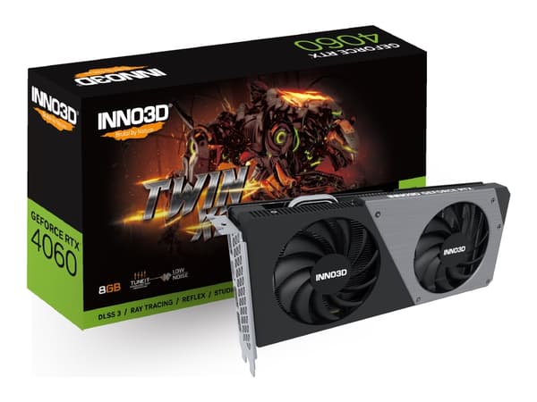 Inno3D GEFORCE RTX 4060 TWIN X2, GeForce RTX 4060, 8 GB, GDDR6, 128 bittiä, 7680 x 4320 pikseliä, PCI Express x8 4.0