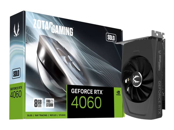 ZOTAC GAMING GeForce GeForce RTX 4060 8GB SOLO - Grafikkort - GeForce RTX 4060 - 8 GB GDDR6 - PCIe 4.0 x8 - HDMI, 3 x DisplayPort - boks