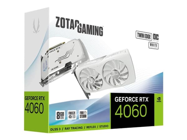 ZOTAC GAMING GeForce RTX 4060 8GB Twin Edge OC - White Edition - grafikkort - GeForce RTX 4060 - 8 GB GDDR6 - PCIe 4.0 x8 - HDMI, 3 x DisplayPort - h