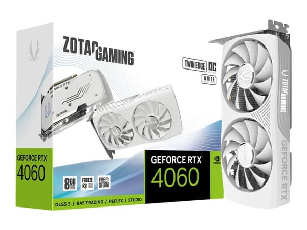 ZOTAC GAMING GeForce RTX 4060 8GB Twin Edge OC - White Edition - grafikkort - GeForce RTX 4060 - 8 GB GDDR6 - PCIe 4.0 x8 - HDMI, 3 x DisplayPort - h