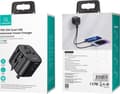 Miniatyrbilde 3 av 5: Usams Lader USAMS Vegglader 2xUSB T55 12W universaladapter 4in1 US/AU/EU/UK svart CC173TC01 (US-CC173)