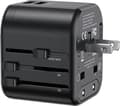 Miniatyrbilde 1 av 5: Usams Lader USAMS Vegglader 2xUSB T55 12W universaladapter 4in1 US/AU/EU/UK svart CC173TC01 (US-CC173)