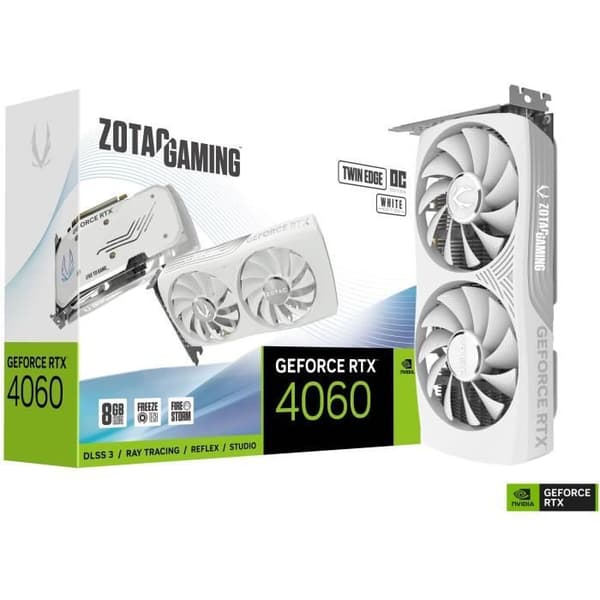 ZOTAC - Grafikkort - Nvidia GeForce RTX 4060 Twin Edge OC Vit 8GB Valkoinen