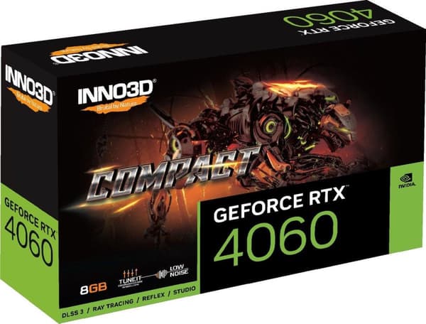 Inno3D RTX4060 Compact 8GB GDDR6 HDMI 3xDP (N40601-08D6-173050N)