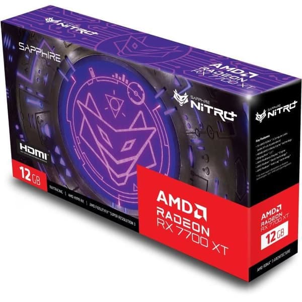 SAPPHIRE - Grafikkort - NITRO+ AMD RADEON RX 7700 XT GAMING OC 12GB - GDDR6 - DUBBLA HDMI / DUBBLA DP