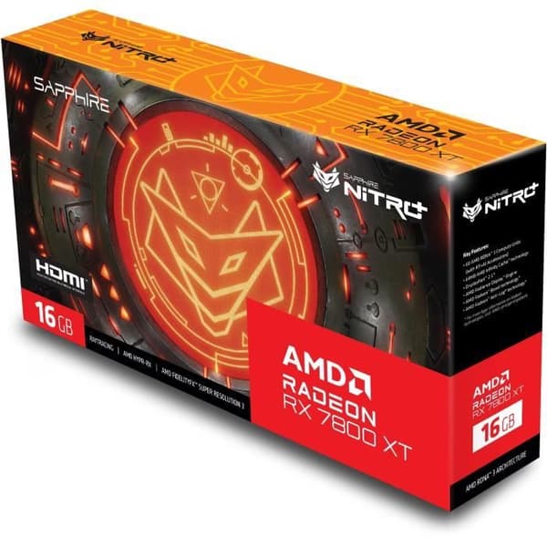 SAPPHIRE - Grafikkort - NITRO+ AMD RADEON RX 7800 XT GAMING OC 16GB - GDDR6 - DUBBLA HDMI / DUBBLA DP