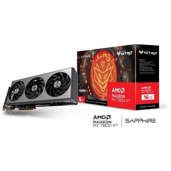 SAPPHIRE - Grafikkort - NITRO+ AMD RADEON RX 7800 XT GAMING OC 16GB - GDDR6 - DUBBLA HDMI / DUBBLA DP